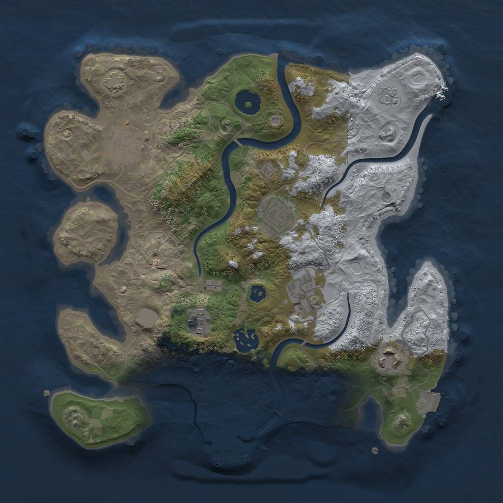 Rust Map: Procedural Map, Size: 3000, Seed: 1487340751, 10 Monuments