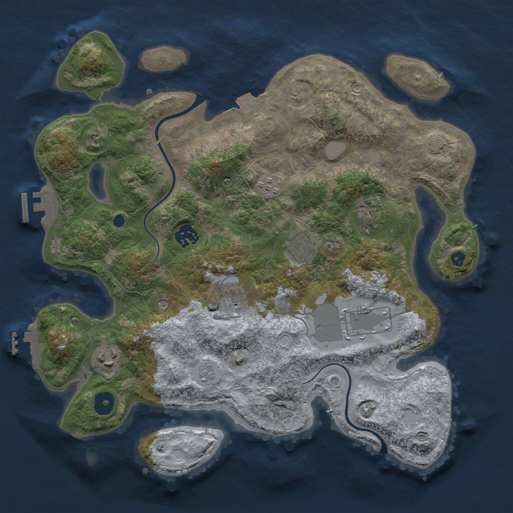 Rust Map: Procedural Map, Size: 3500, Seed: 7886458, 13 Monuments