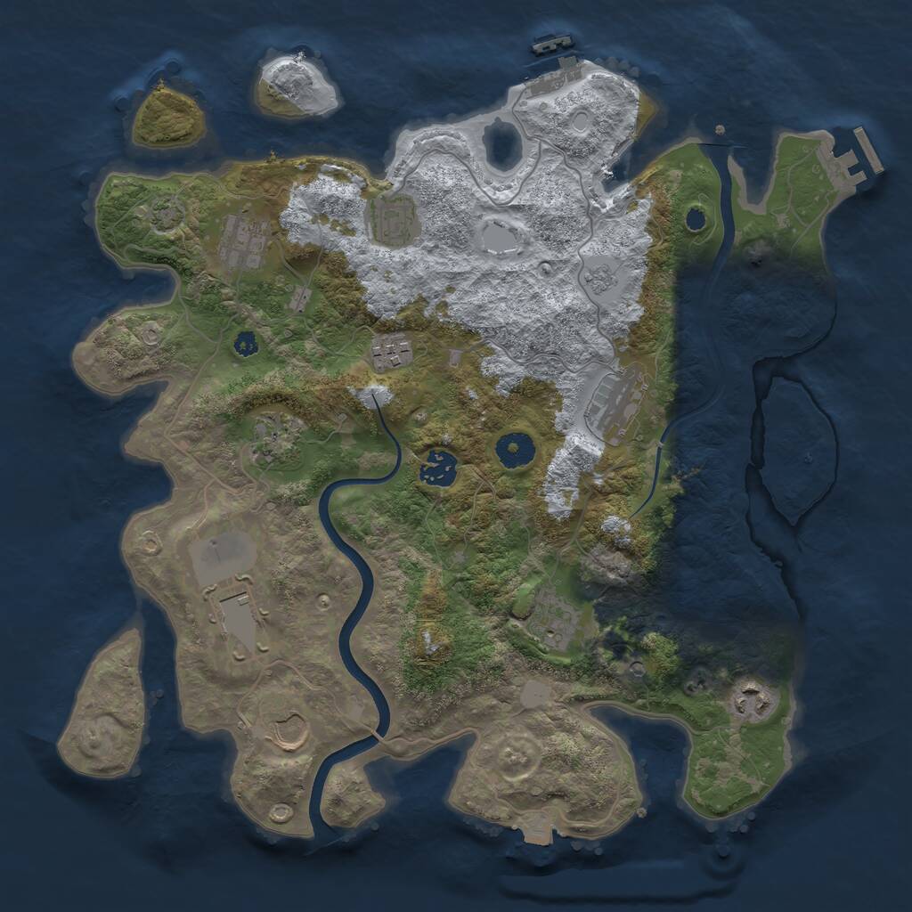 Rust Map: Procedural Map, Size: 3700, Seed: 150319557, 16 Monuments