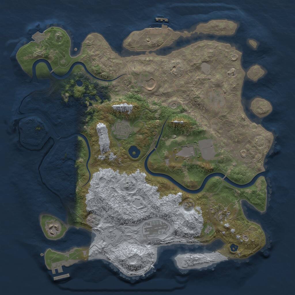 Rust Map: Procedural Map, Size: 3720, Seed: 1927680629, 14 Monuments