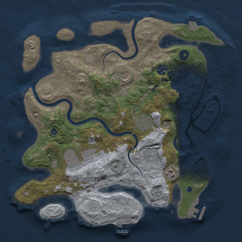 Rust Map: Procedural Map, Size: 3500, Seed: 1270215764, 13 Monuments