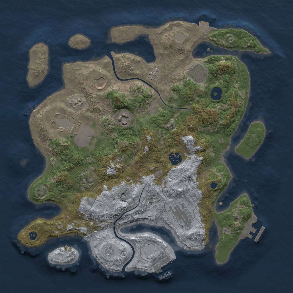 Rust Map: Procedural Map, Size: 3500, Seed: 1270215764, 14 Monuments
