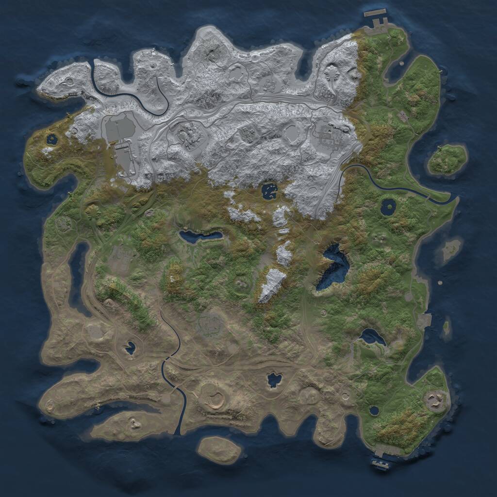 Rust Map: Procedural Map, Size: 4500, Seed: 1336397256, 15 Monuments