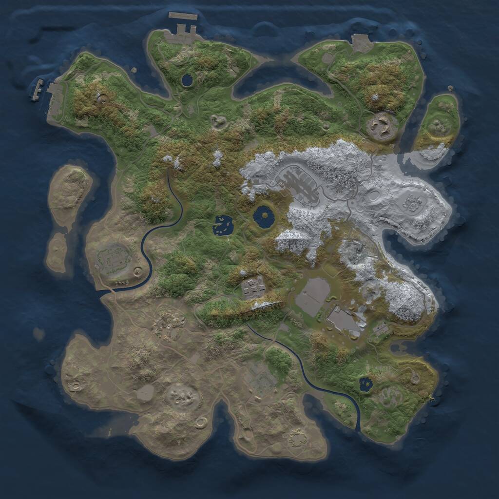 Rust Map: Procedural Map, Size: 3500, Seed: 813718734, 13 Monuments