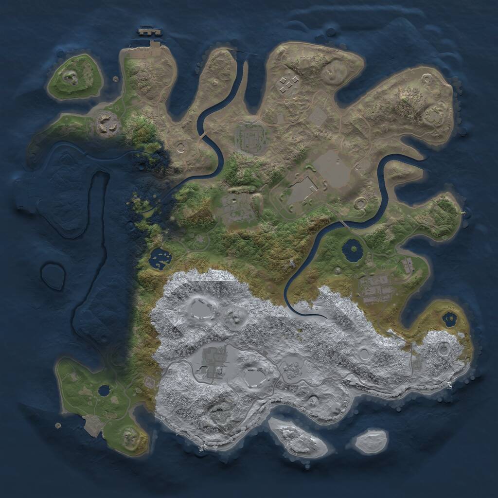 Rust Map: Procedural Map, Size: 3500, Seed: 151770329, 14 Monuments