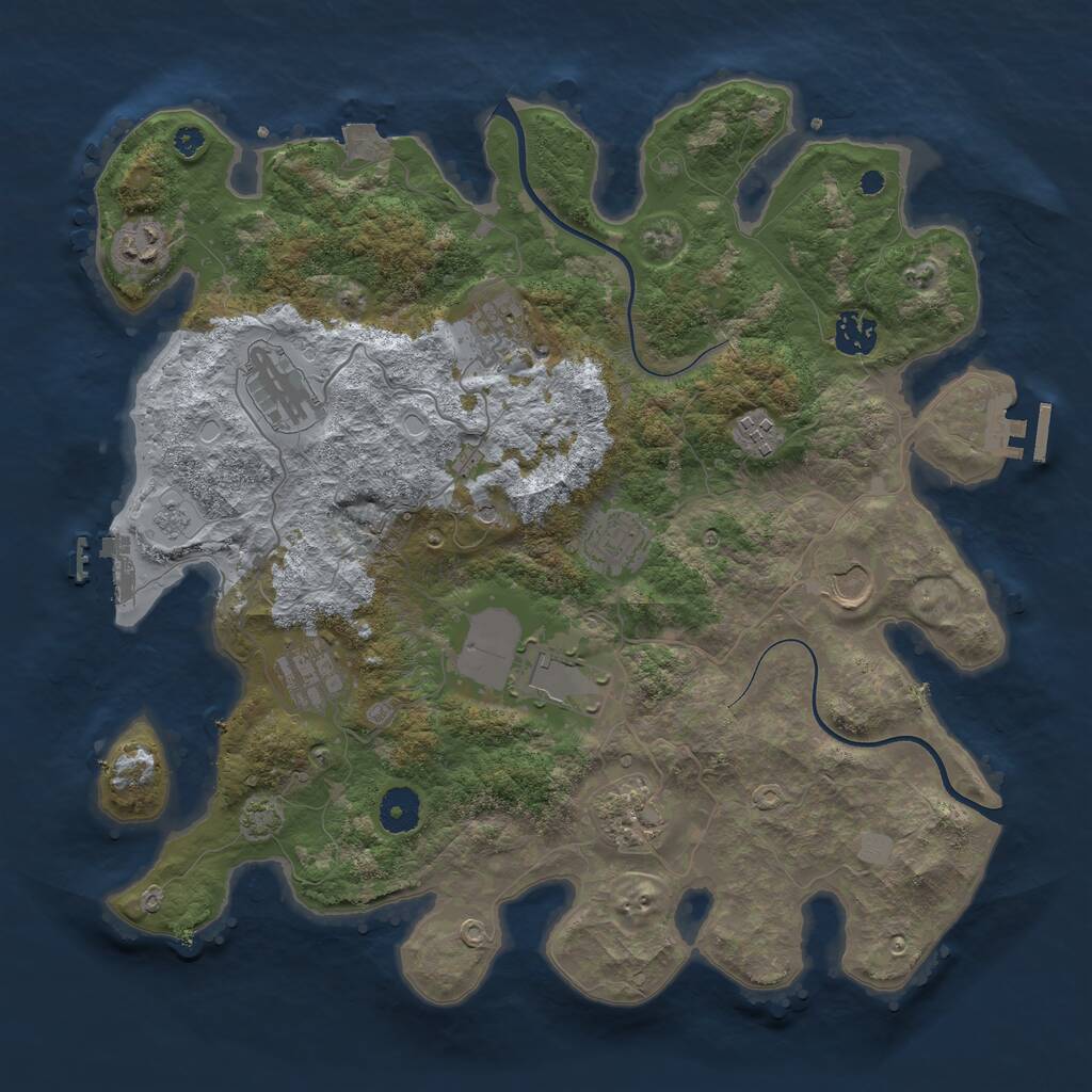 Rust Map: Procedural Map, Size: 3750, Seed: 1560803683, 16 Monuments