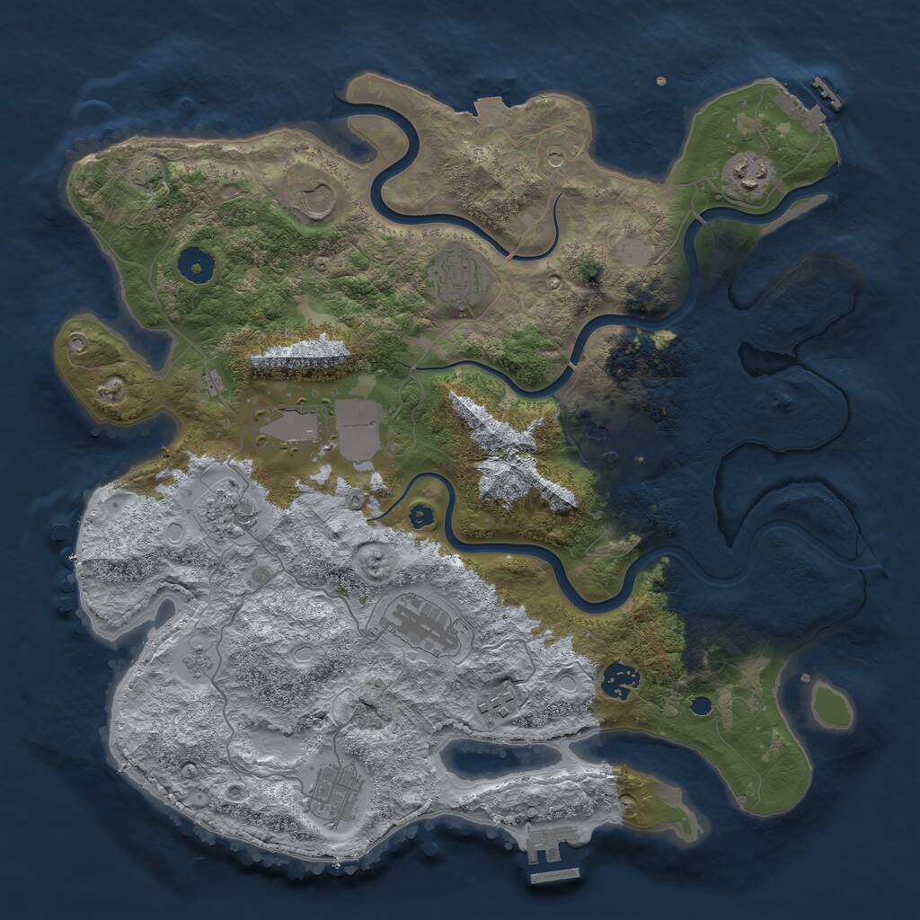 Rust Map: Procedural Map, Size: 3800, Seed: 1231572897, 16 Monuments