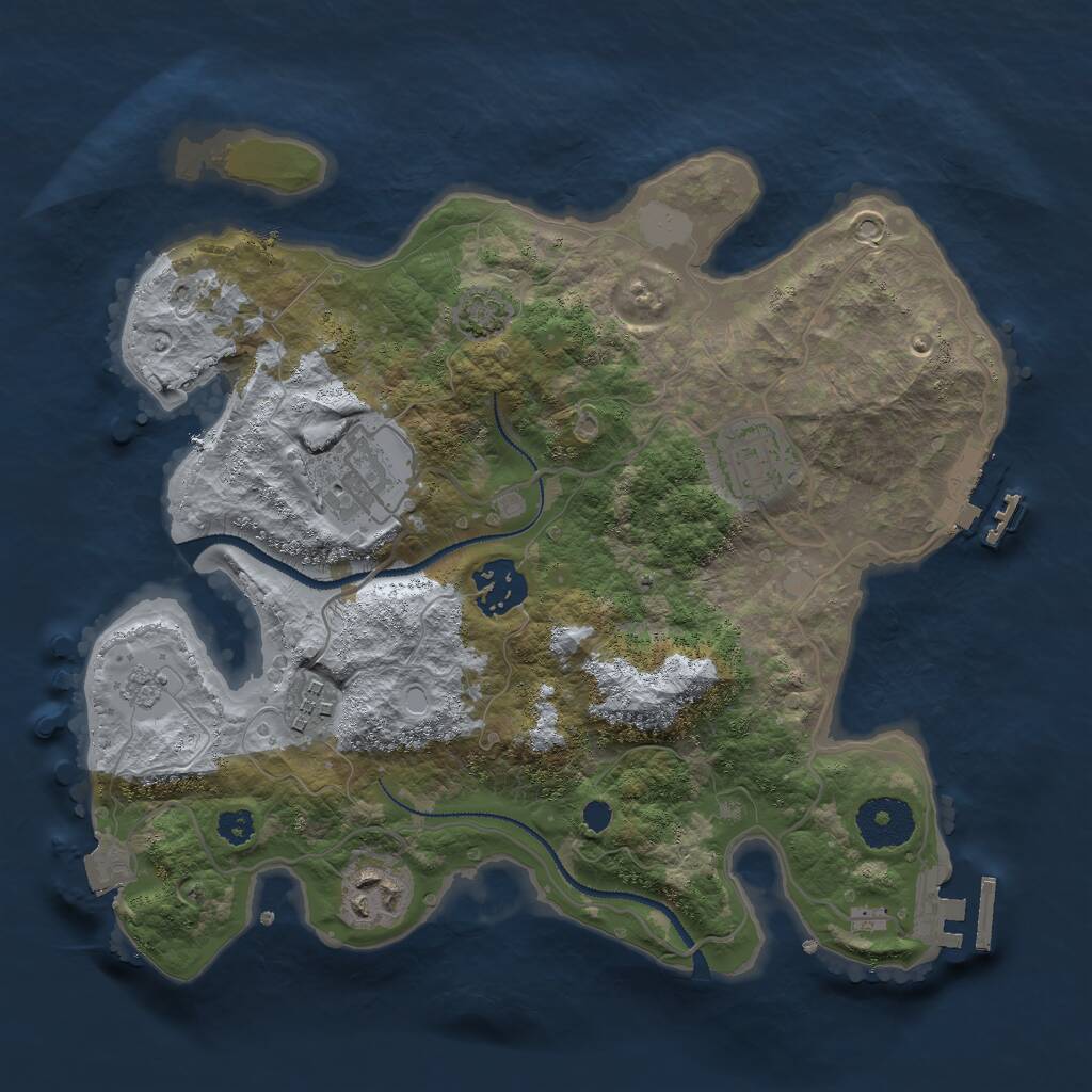 Rust Map: Procedural Map, Size: 3000, Seed: 32379, 10 Monuments