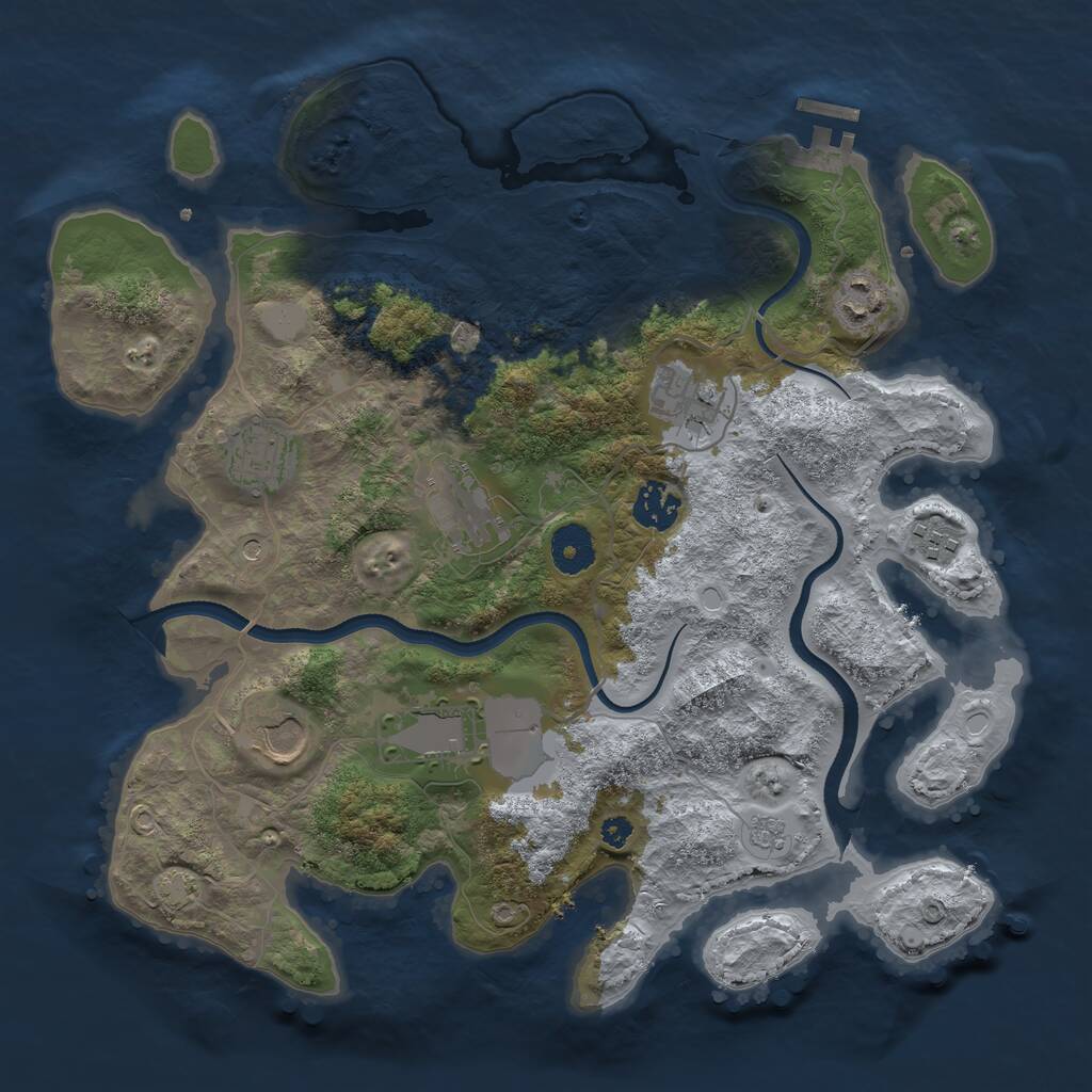 Rust Map: Procedural Map, Size: 3500, Seed: 1016333486, 13 Monuments