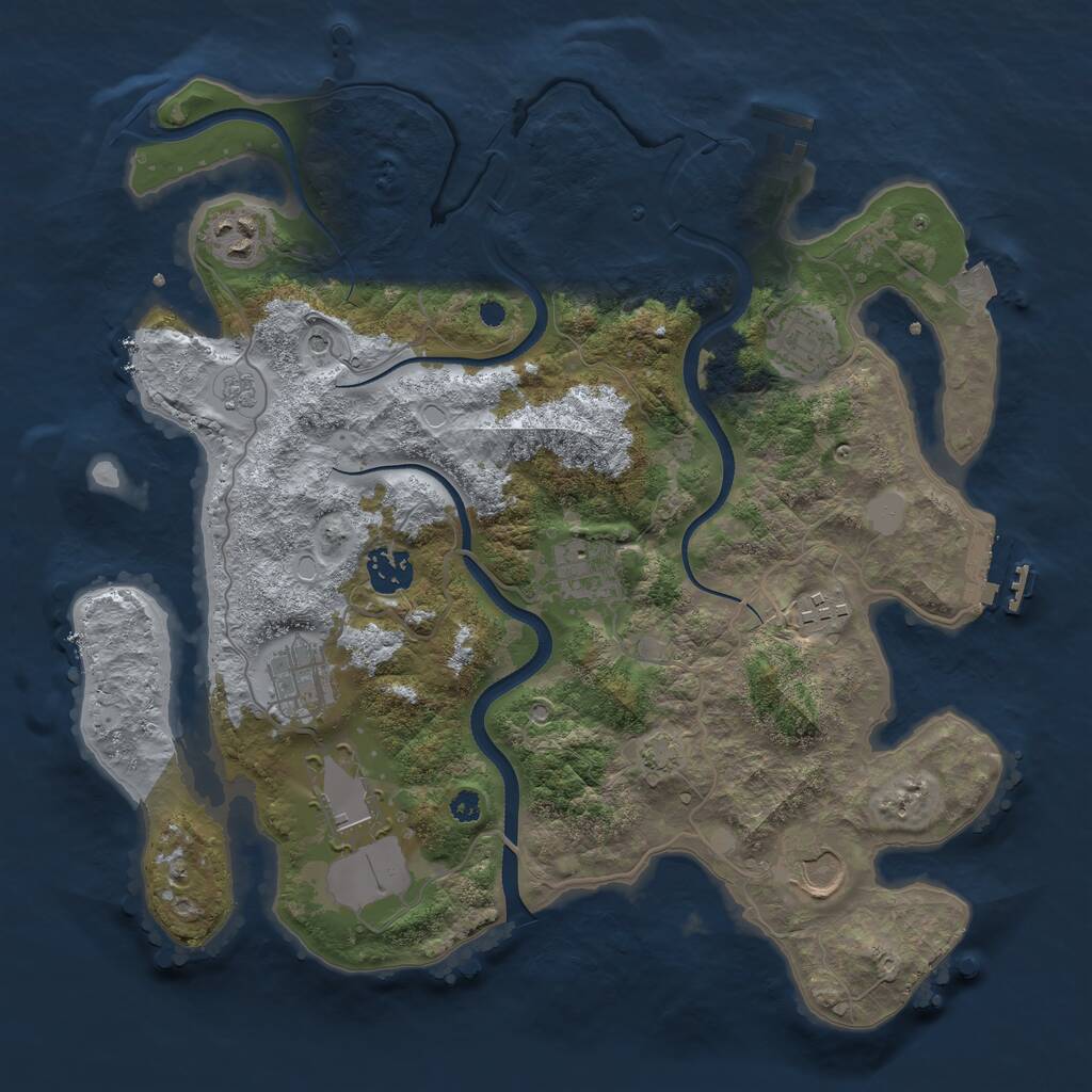 Rust Map: Procedural Map, Size: 3500, Seed: 768335, 14 Monuments