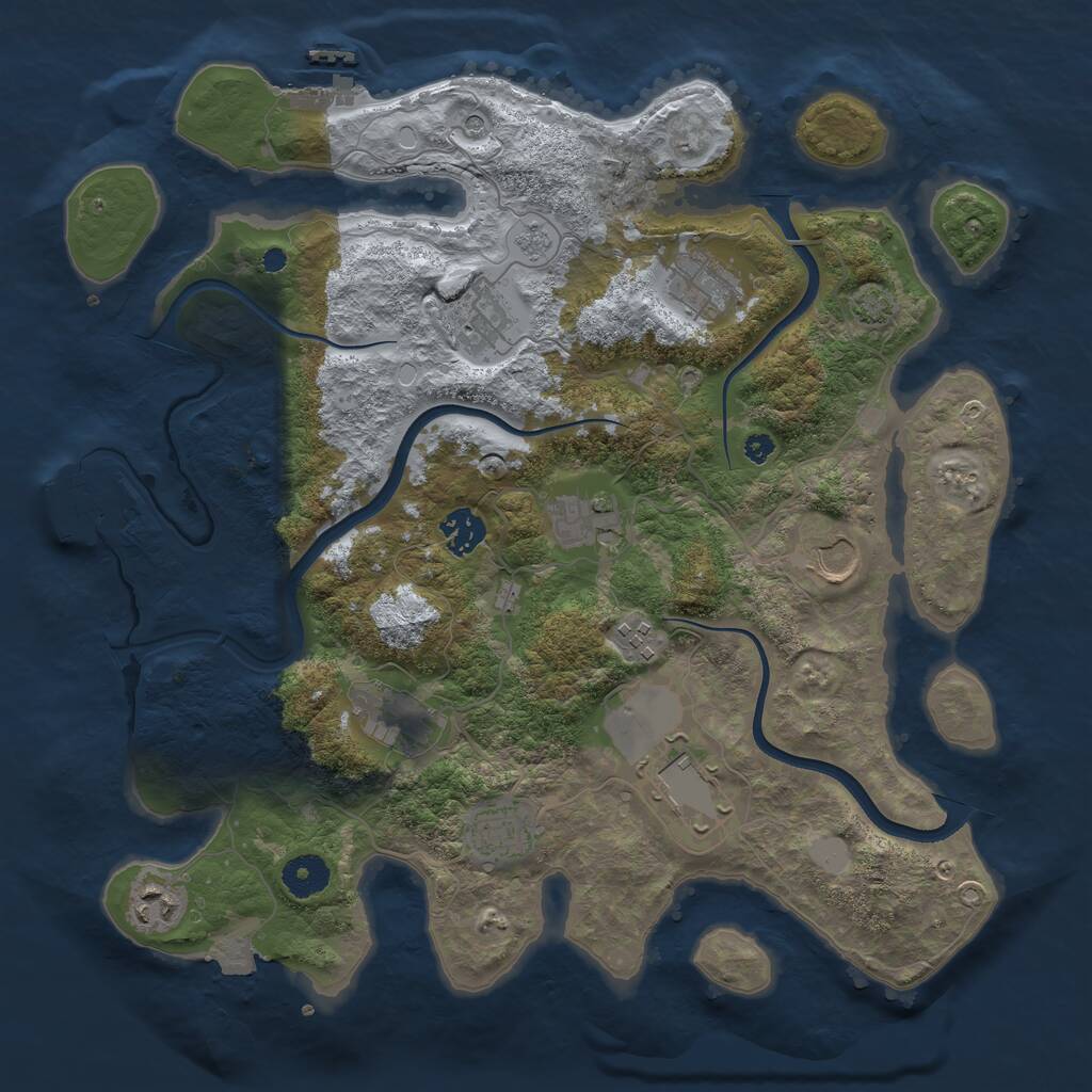Rust Map: Procedural Map, Size: 3700, Seed: 1354824540, 16 Monuments