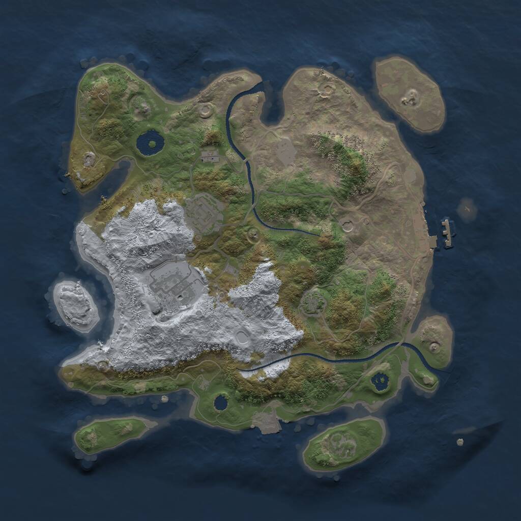 Rust Map: Procedural Map, Size: 3000, Seed: 2103842465, 6 Monuments