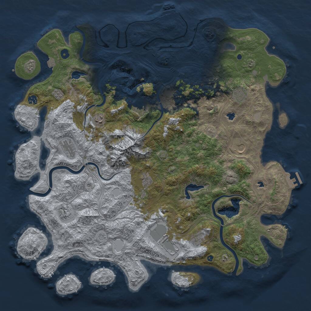Rust Map: Procedural Map, Size: 5000, Seed: 1032401934, 17 Monuments
