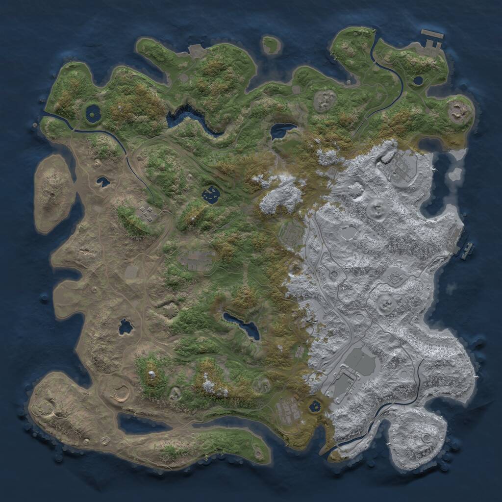 Rust Map: Procedural Map, Size: 4500, Seed: 15728476, 16 Monuments
