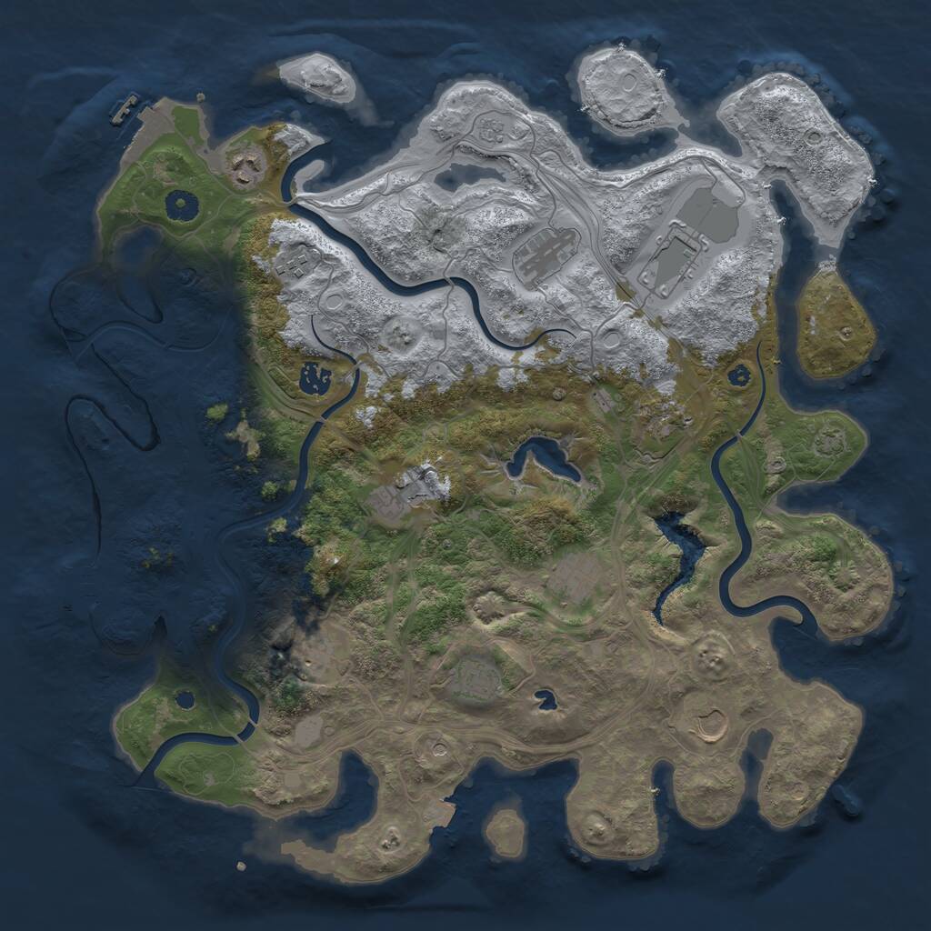 Rust Map: Procedural Map, Size: 4250, Seed: 884728435, 17 Monuments