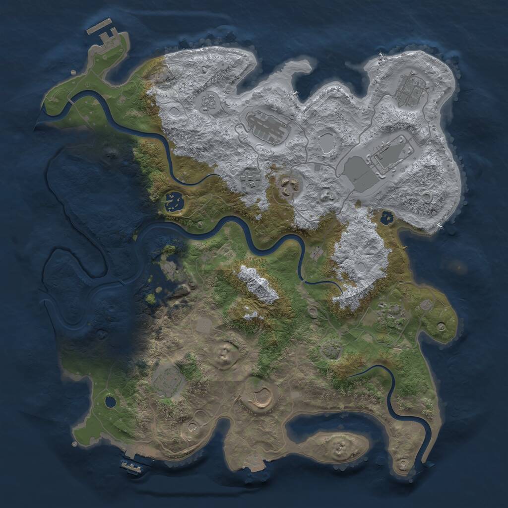 Rust Map: Procedural Map, Size: 3800, Seed: 6575333, 16 Monuments