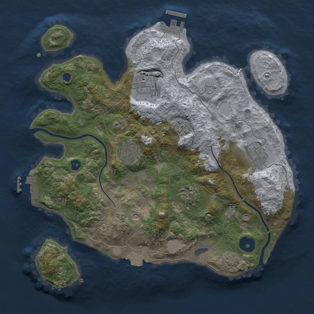 Rust Map: Procedural Map, Size: 3000, Seed: 127983745, 11 Monuments