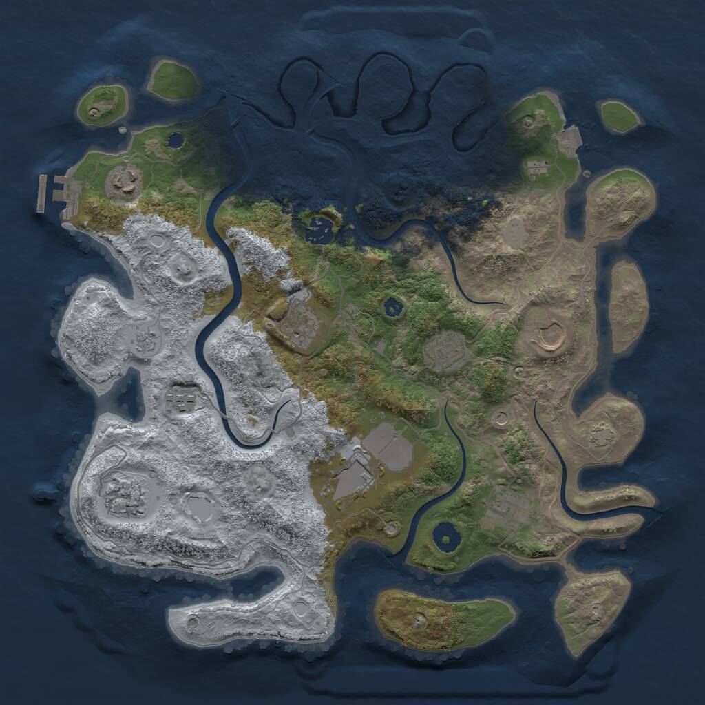 Rust Map: Procedural Map, Size: 3700, Seed: 2101121890, 14 Monuments