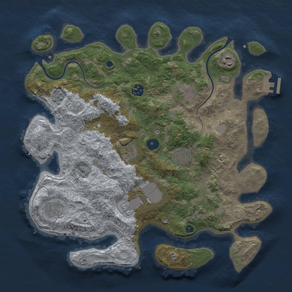 Rust Map: Procedural Map, Size: 3700, Seed: 2101121890, 14 Monuments