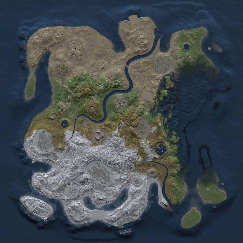 Rust Map: Procedural Map, Size: 3250, Seed: 742962224, 14 Monuments