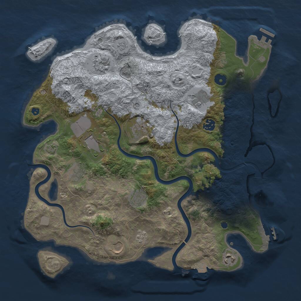 Rust Map: Procedural Map, Size: 3800, Seed: 2252025, 16 Monuments