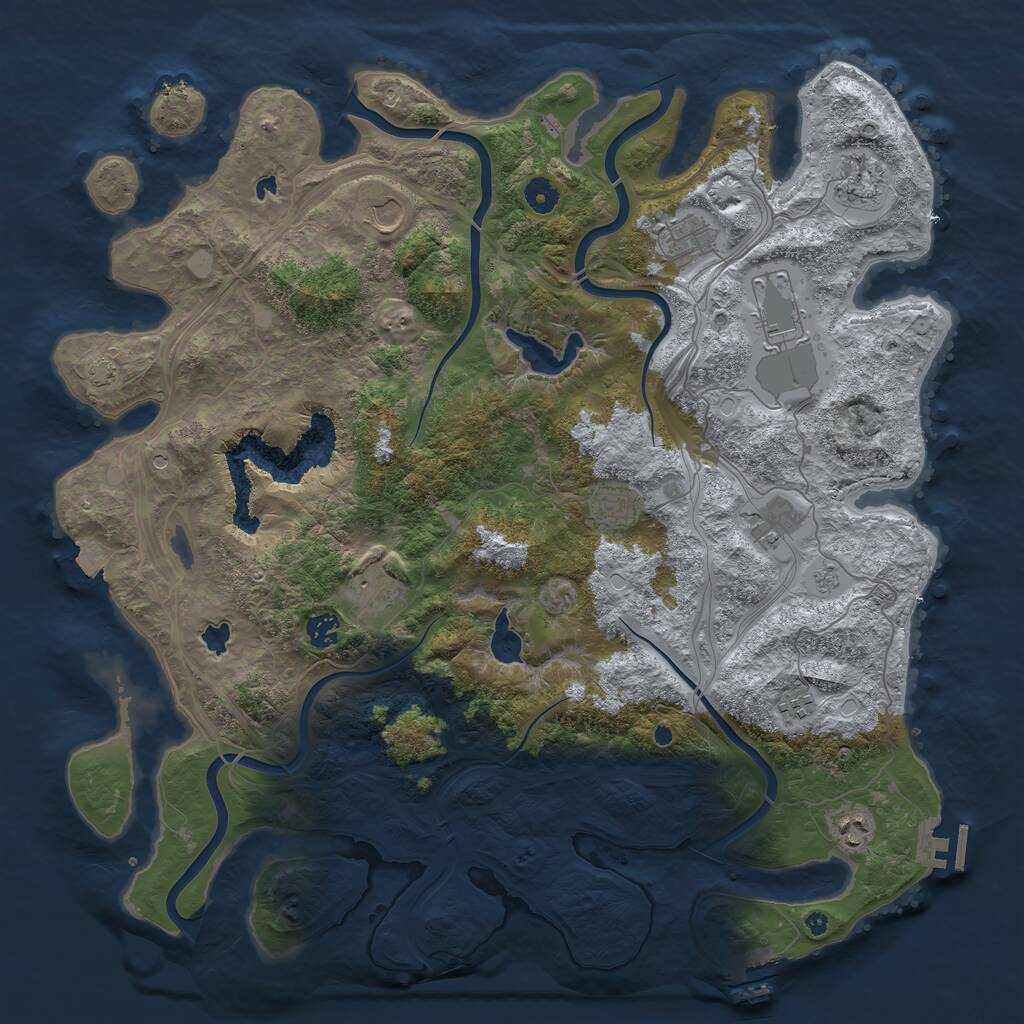Rust Map: Procedural Map, Size: 4500, Seed: 1280012662, 16 Monuments