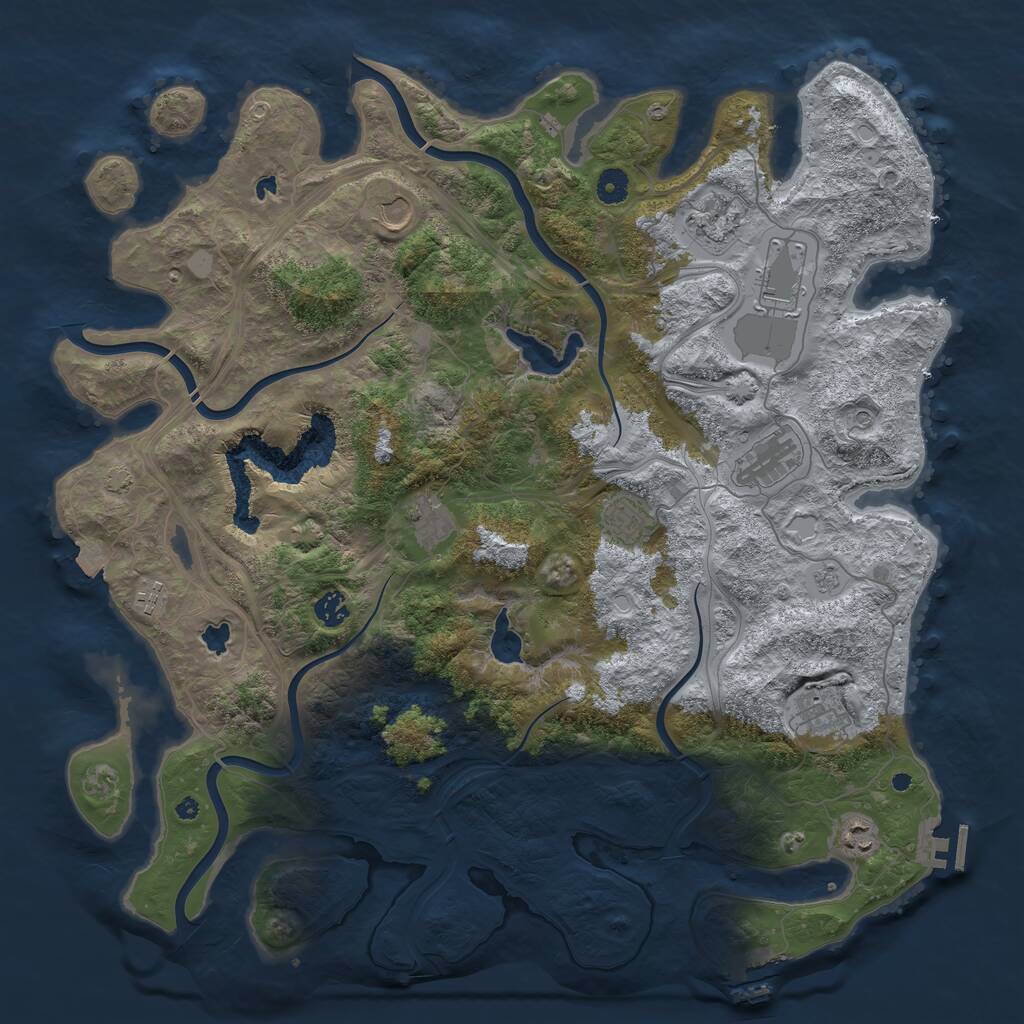 Rust Map: Procedural Map, Size: 4500, Seed: 1280012662, 16 Monuments