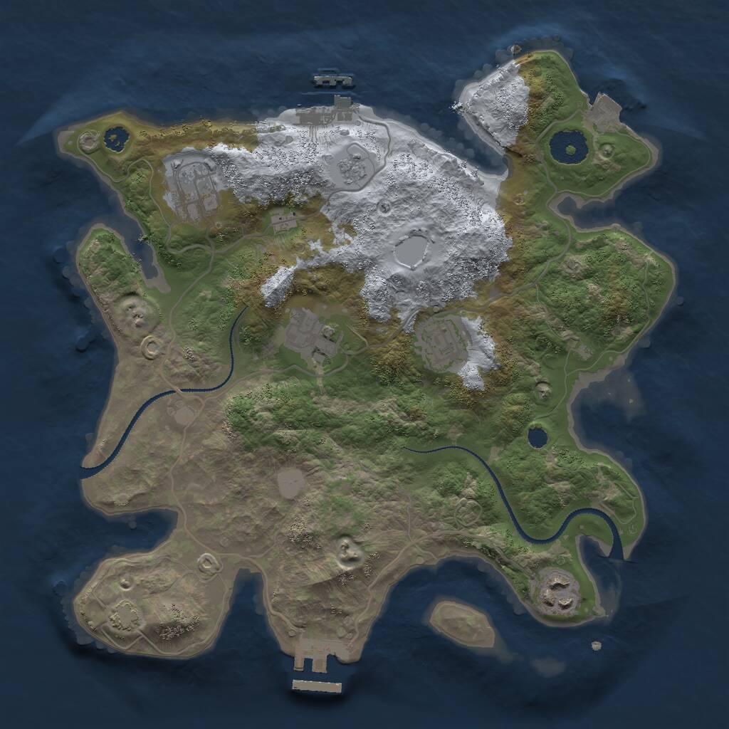 Rust Map: Procedural Map, Size: 3000, Seed: 633260121, 9 Monuments