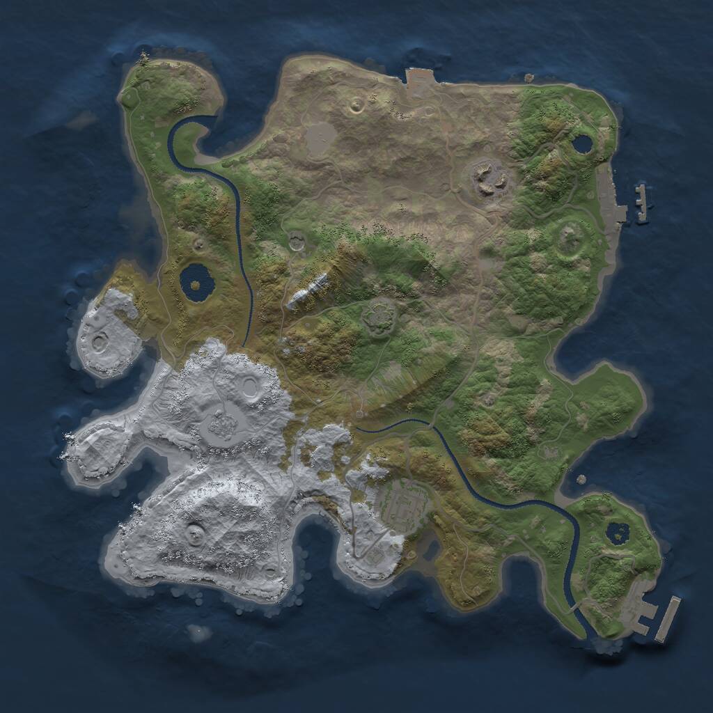 Rust Map: Procedural Map, Size: 3000, Seed: 5481, 8 Monuments