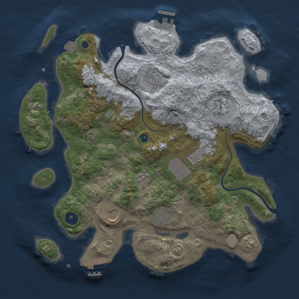 Rust Map: Procedural Map, Size: 3500, Seed: 65323, 12 Monuments