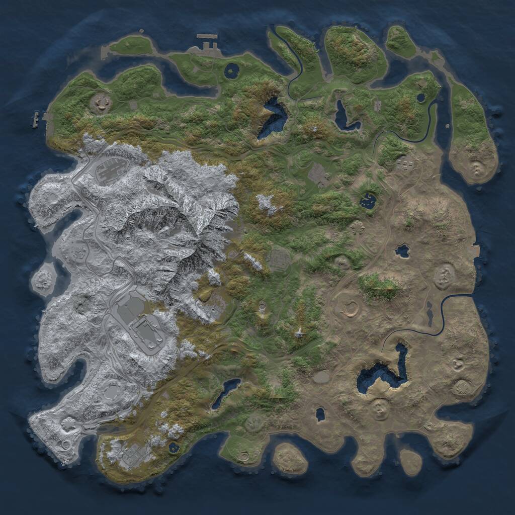 Rust Map: Procedural Map, Size: 5000, Seed: 123876, 16 Monuments