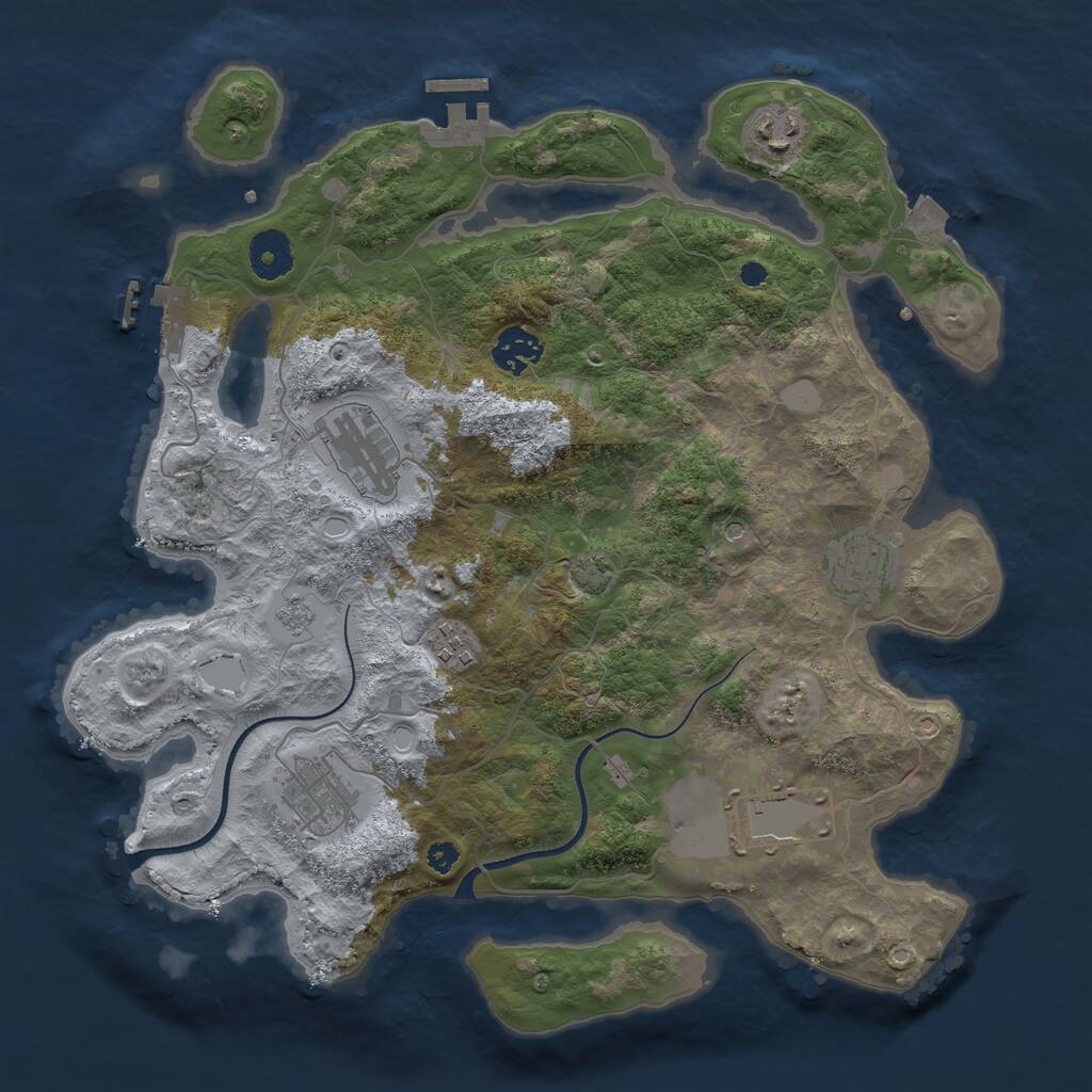 Rust Map: Procedural Map, Size: 3500, Seed: 6248, 13 Monuments