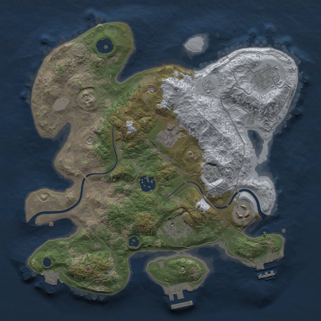 Rust Map: Procedural Map, Size: 3000, Seed: 586492981, 12 Monuments