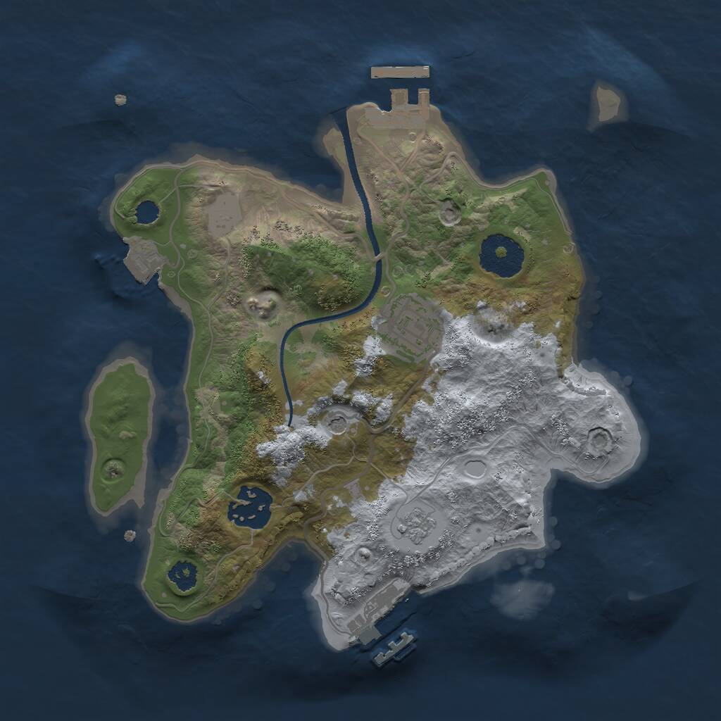Rust Map: Procedural Map, Size: 2500, Seed: 1938111401, 7 Monuments