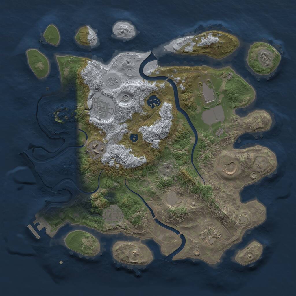 Rust Map: Procedural Map, Size: 3500, Seed: 1306565125, 12 Monuments