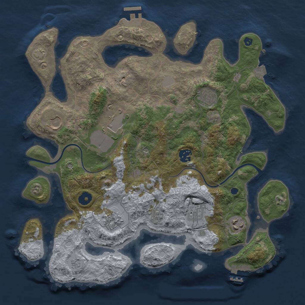 Rust Map: Procedural Map, Size: 3500, Seed: 718877699, 14 Monuments