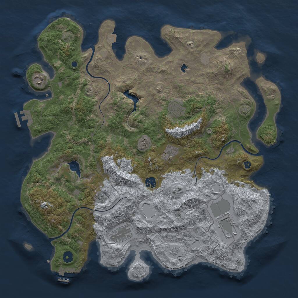 Rust Map: Procedural Map, Size: 4090, Seed: 50000, 13 Monuments