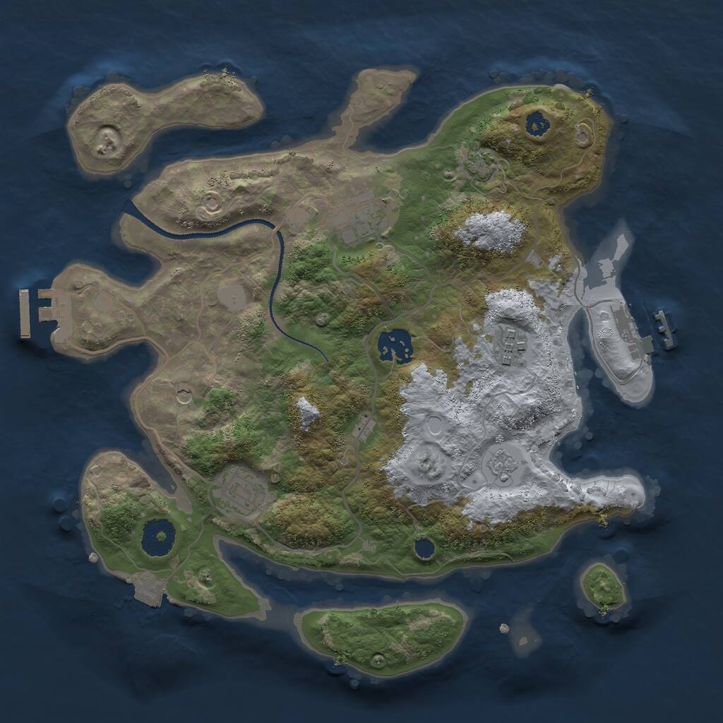 Rust Map: Procedural Map, Size: 3000, Seed: 22472, 10 Monuments