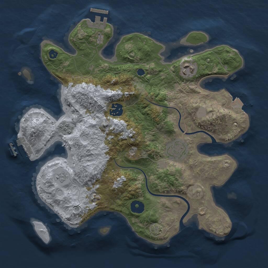 Rust Map: Procedural Map, Size: 3000, Seed: 7653457, 10 Monuments