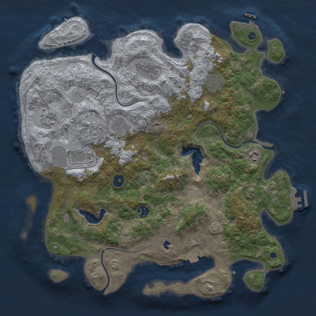 Rust Map: Procedural Map, Size: 4050, Seed: 1855635291, 14 Monuments