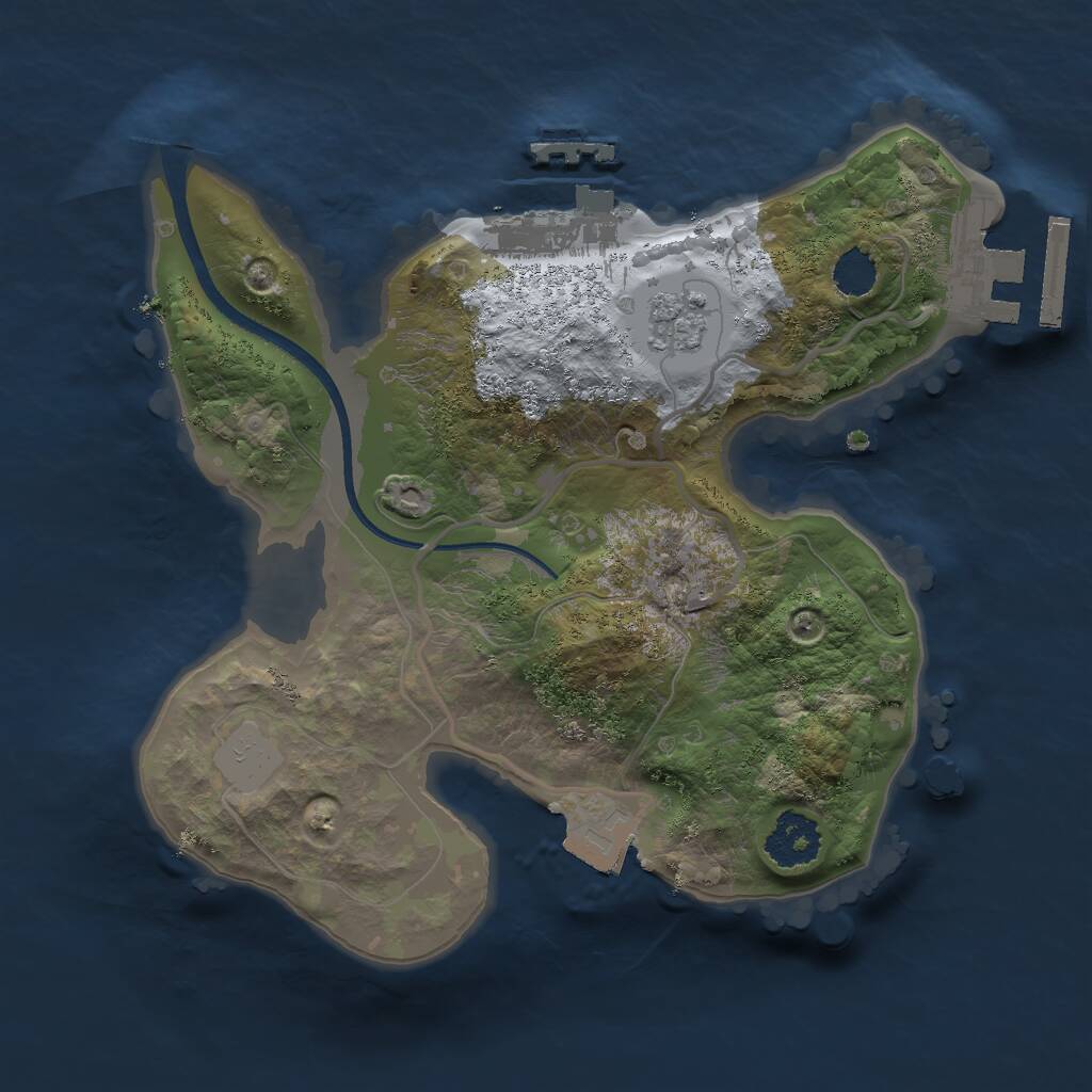 Rust Map: Procedural Map, Size: 2000, Seed: 164411277, 4 Monuments