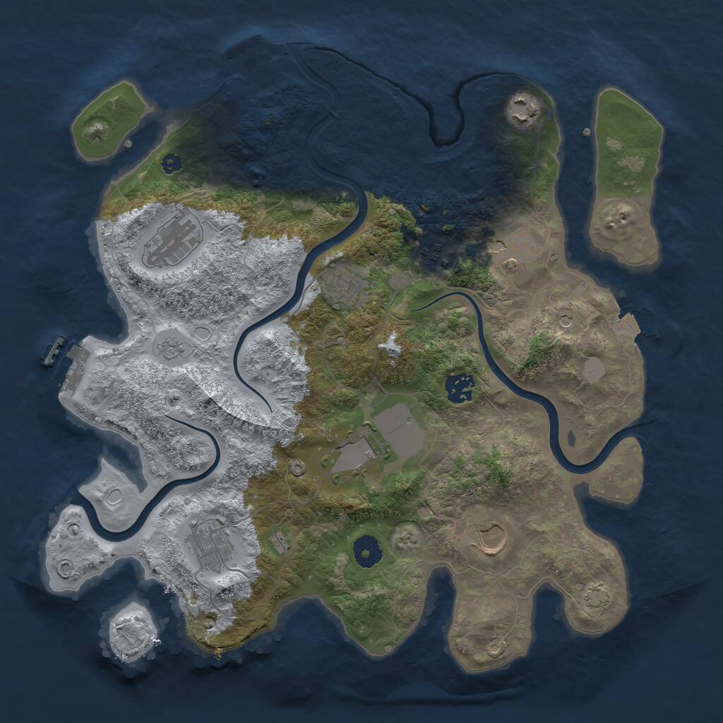 Rust Map: Procedural Map, Size: 3600, Seed: 1083069528, 15 Monuments