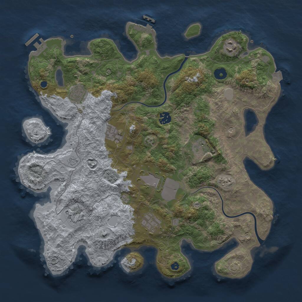 Rust Map: Procedural Map, Size: 3700, Seed: 176671798, 15 Monuments