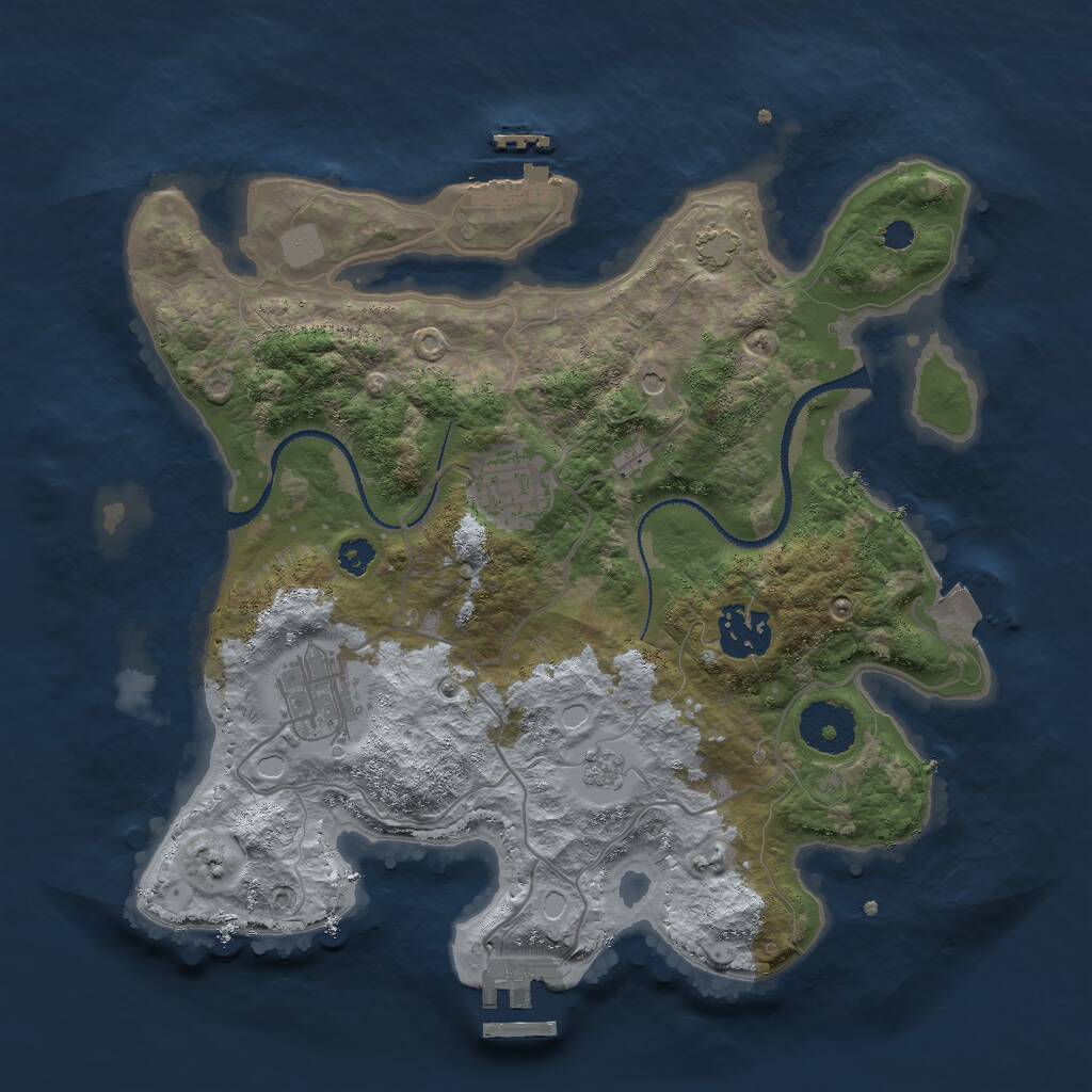 Rust Map: Procedural Map, Size: 3000, Seed: 17112005, 9 Monuments