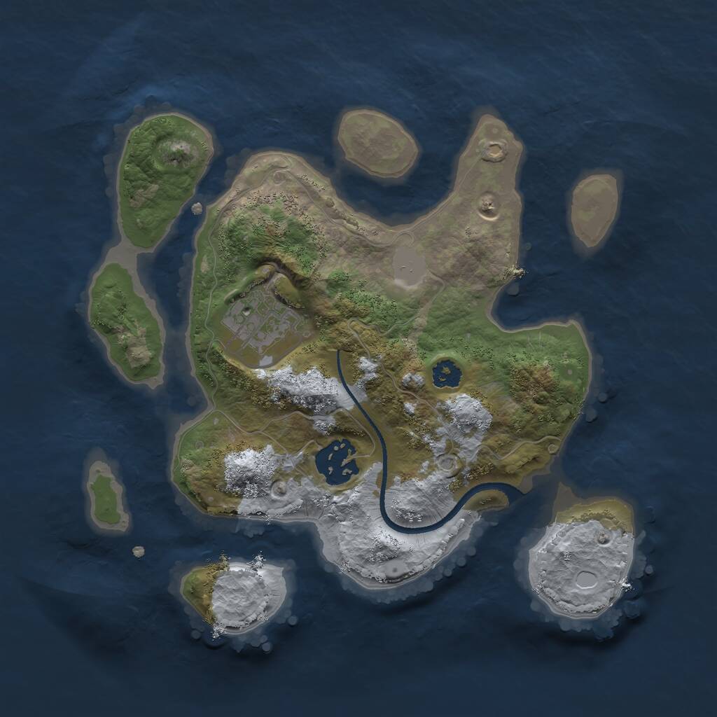 Rust Map: Procedural Map, Size: 2500, Seed: 54642, 3 Monuments