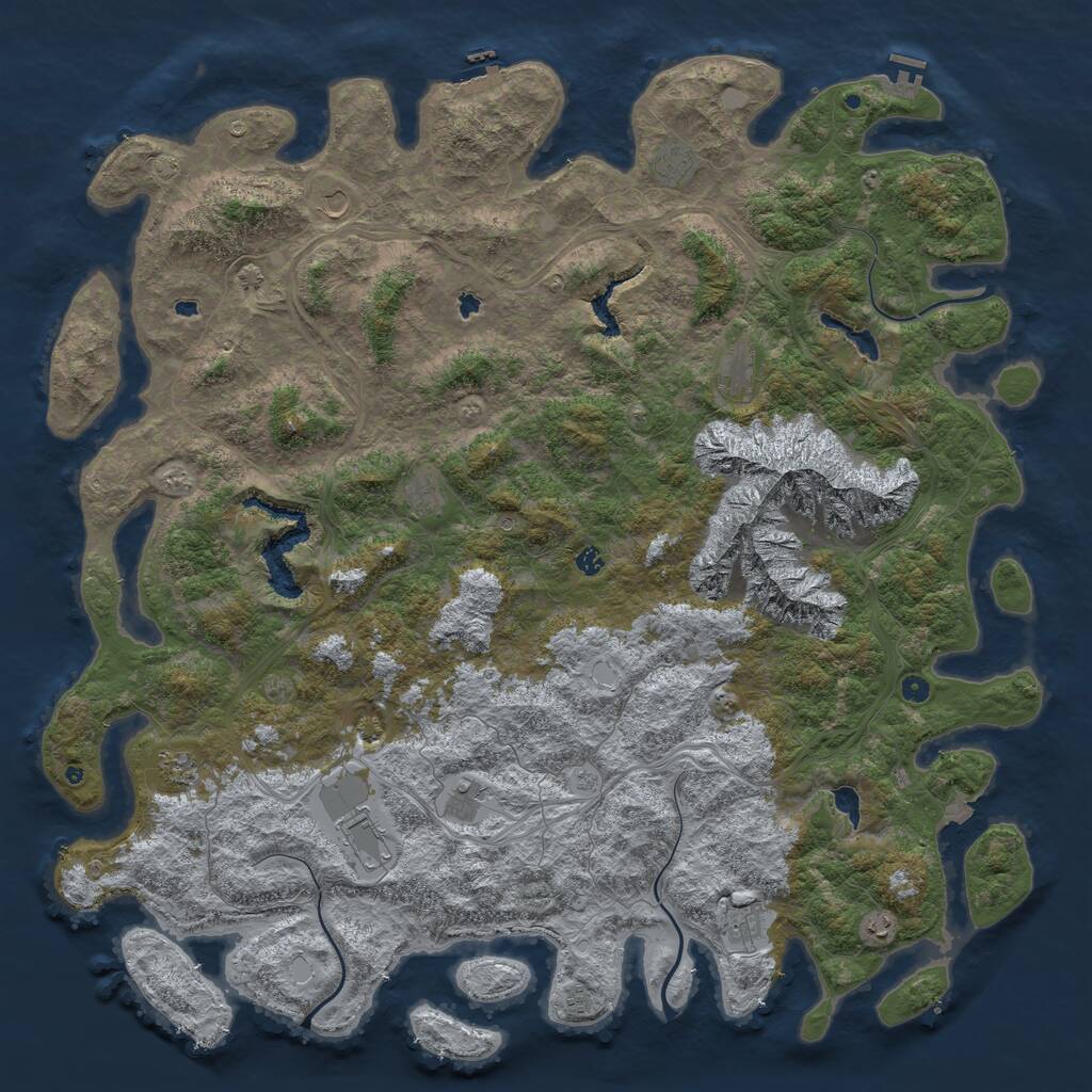 Rust Map: Procedural Map, Size: 6000, Seed: 900028956, 17 Monuments