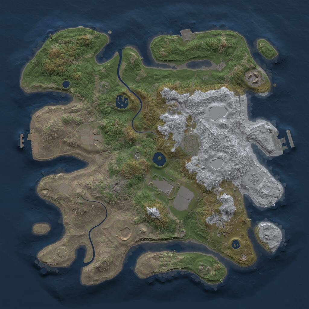 Rust Map: Procedural Map, Size: 3500, Seed: 979668044, 13 Monuments