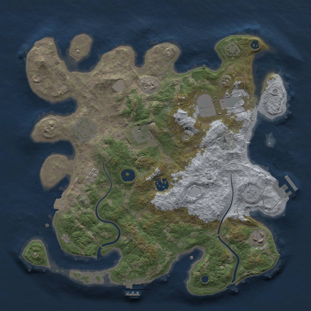 Rust Map: Procedural Map, Size: 3500, Seed: 2115227623, 12 Monuments