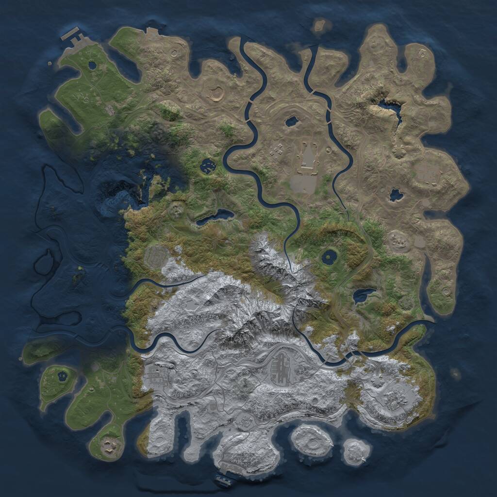 Rust Map: Procedural Map, Size: 5000, Seed: 1719565851, 16 Monuments