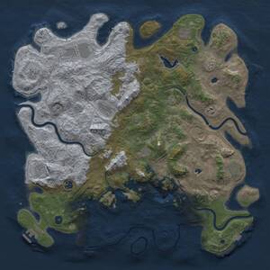 Thumbnail Rust Map: Procedural Map, Size: 4900, Seed: 8374983, 17 Monuments